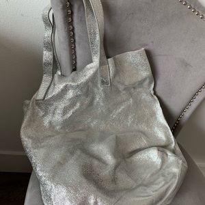 Street Level Slouchy Metallic Tote with travel bag